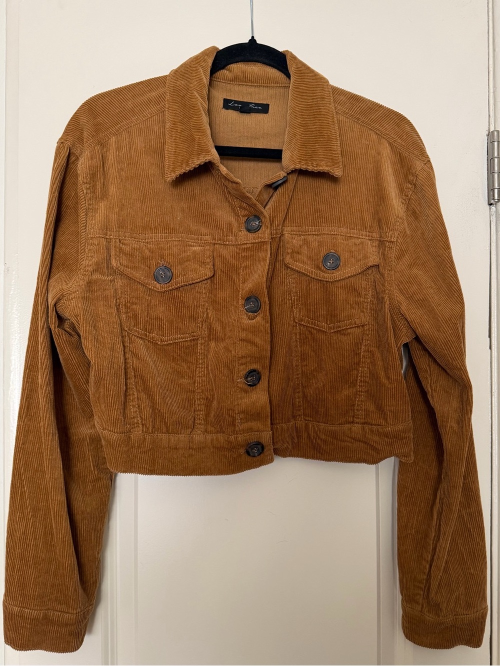 Love Tree Cropped Corduroy Jacket in Camel Brown